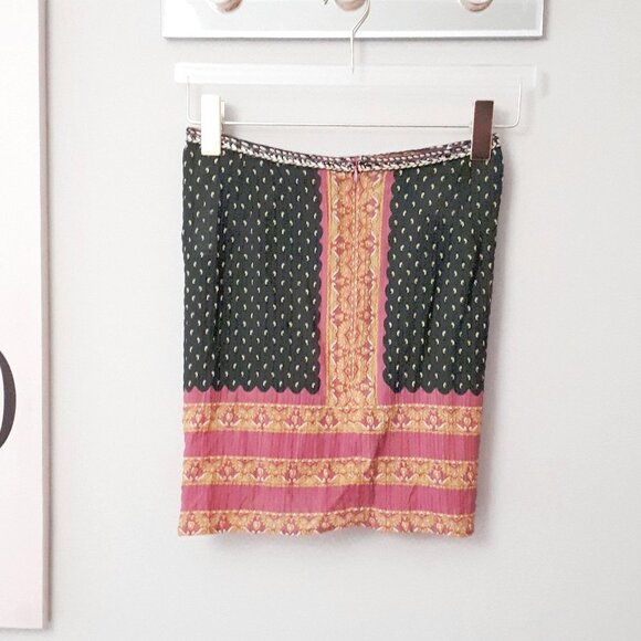 NWOT Zara multicolour dual print boho-inspired mini skirt w/ trim accent, XS - Picture 16 of 16